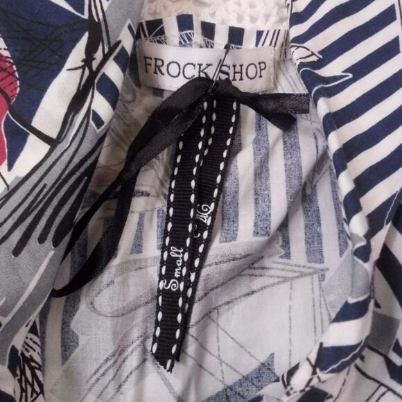 Frock Shop Halter Sailboat Button Front Striped Dress Small - Picture 5 of 6